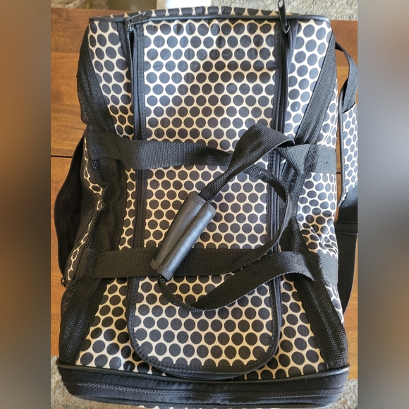 Deluxe Puppy Small Dog (or cat) canvas carrier black and cream